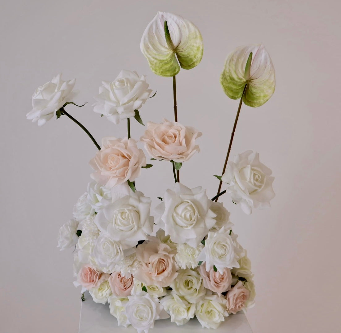 WHITE & BLUSH ROSE ARRANGEMENT